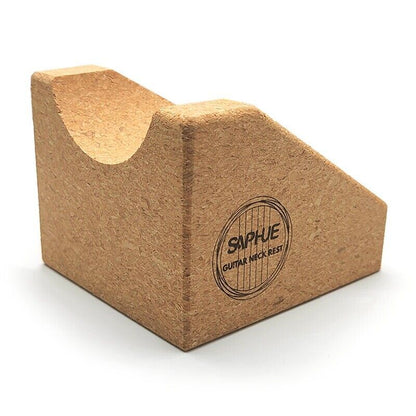 Cork guitar neck rest with 'Saphie' branding on a white background