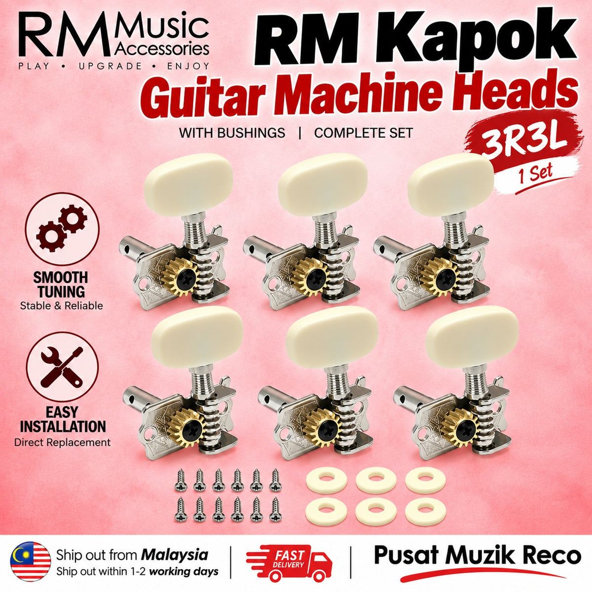 RM RK99 Kapok Guitar Acoustic Guitar Machine Head Tuning Peg 3R3L