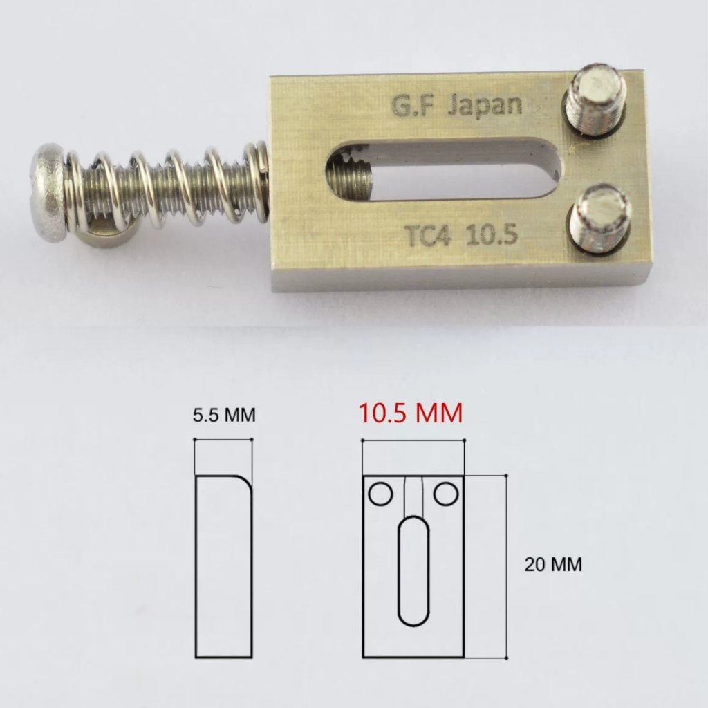 RM Titanium Alloy Guitar Bridge Saddles, 20 × 10.5 mm, 6-Piece Set, Made in Japan