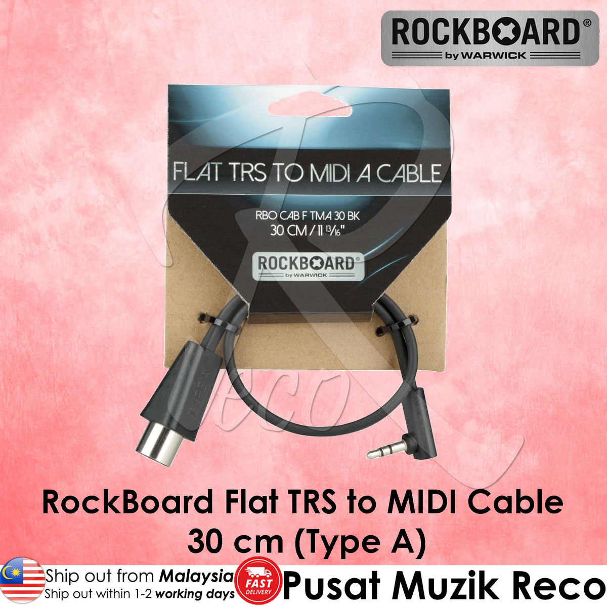 Warwick RockBoard Flat TRS to MIDI Cable 30cm (Type A / Type B)