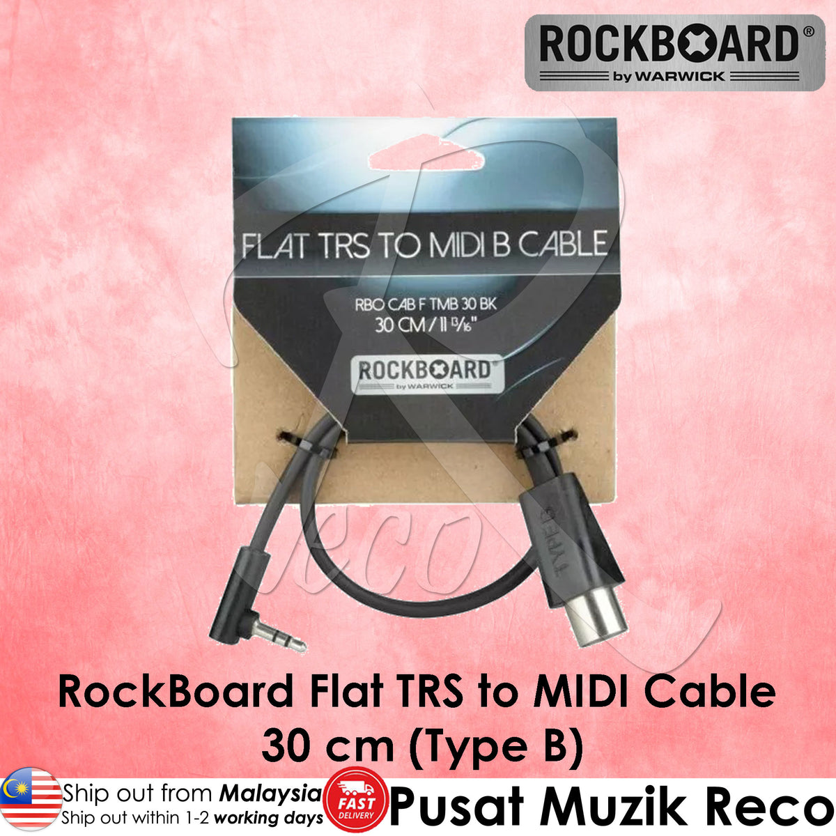 Warwick RockBoard Flat TRS to MIDI Cable 30cm (Type A / Type B)