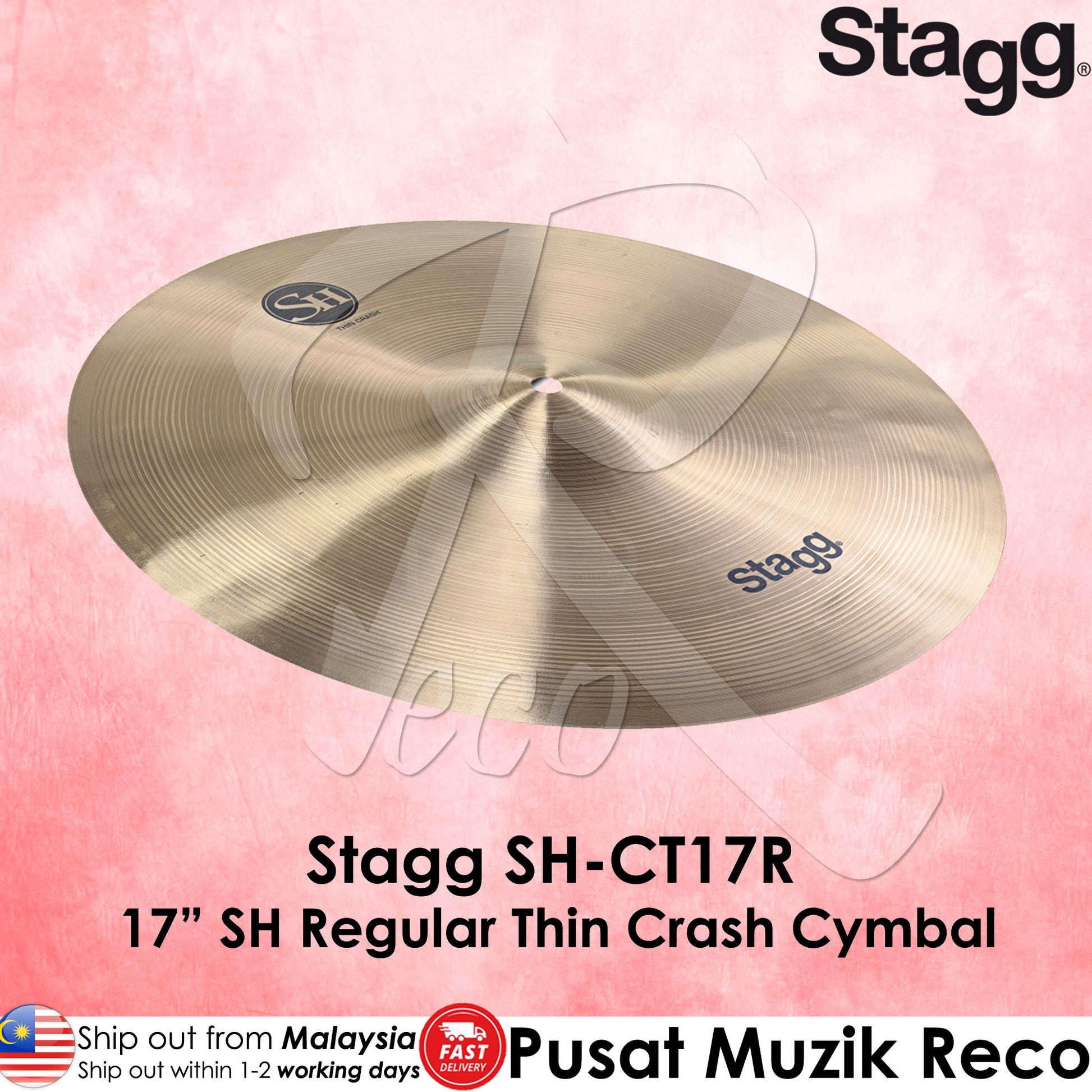 Stagg SH-CT17R 17" SH Regular Thin Crash Cymbal - Reco Music Malaysia