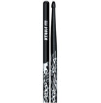 Tama 5AF-BS Rhythmic Fire Japanese Oak 5A Drum Sticks, Black Silver Flame