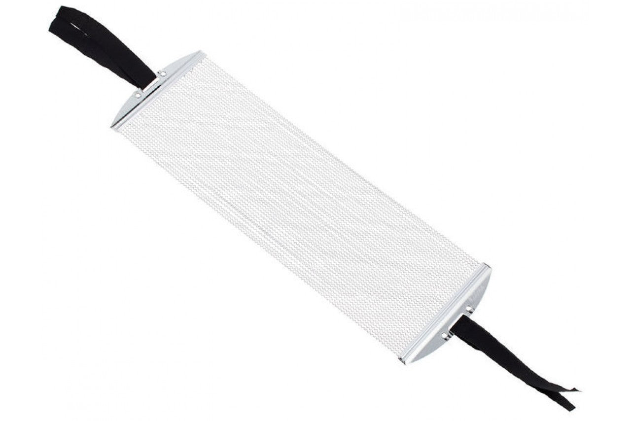 White knife with black handle on a white background