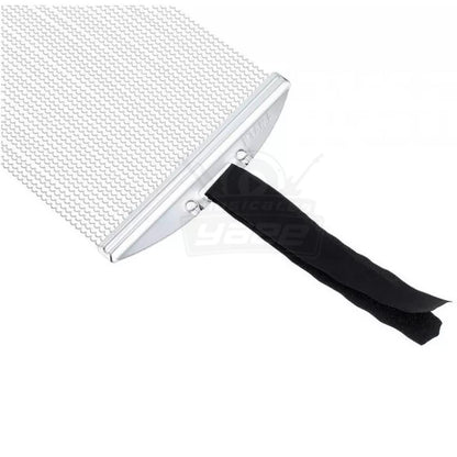 Metal squeegee with black rubber blade on a white background