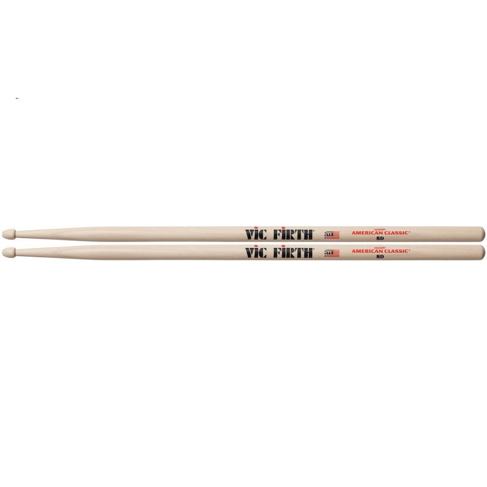 Vic Firth 8D American Classic Series 8D Drumsticks, Natural, Wood Tip - Reco Music Malaysia