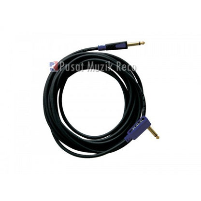 A coiled black audio cable with gold-plated 1/4-inch jack connectors and purple protective sleeves, shown on a plain white background with a watermark.