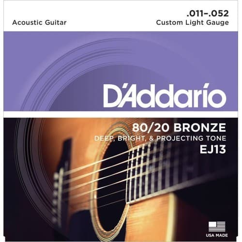 *D'Addario EJ13 80/20 Bronze Custom Light Acoustic Guitar Strings - Reco Music Malaysia