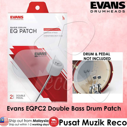 *Evans EQPC2 EQ Clear Plastic Double Patch - Reco Music Malaysia