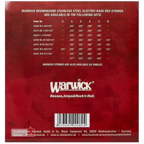 *Warwick Red Label 42200M 4-String Electric Bass Guitar Strings - Reco Music Malaysia