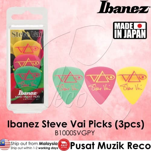 *Ibanez B1000SVGPY Steve Vai Signature Polyacetal Picks Set - Reco Music Malaysia