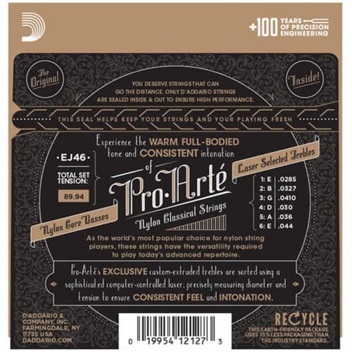 *D'Addario EJ46 Pro-Arté Nylon Classical Guitar Strings, Hard Tension - Reco Music Malaysia