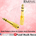 【2PCS】Gold Plated 6.5mm to 3.5mm Jack Converter Plug Stereo Audio Adapter (2 pcs) - Reco Music Malaysia