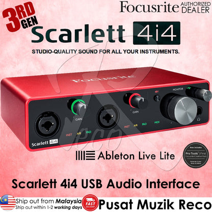 Focusrite Scarlett 4i4 4-in/4-out 3RD GEN USB-C Audio Interface | Reco Music Malaysia