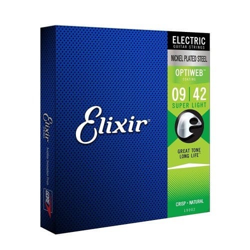 *Elixir Strings 19002 Optiweb Coated Electric Nickel Plated Steel Guitar String Super Light 0942 - Reco Music Malaysia