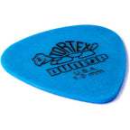 A pack of Dunlop 418P1.0 Tortex Standard blue guitar picks, with 12 pieces in a blister pack, marked as made in the USA.
