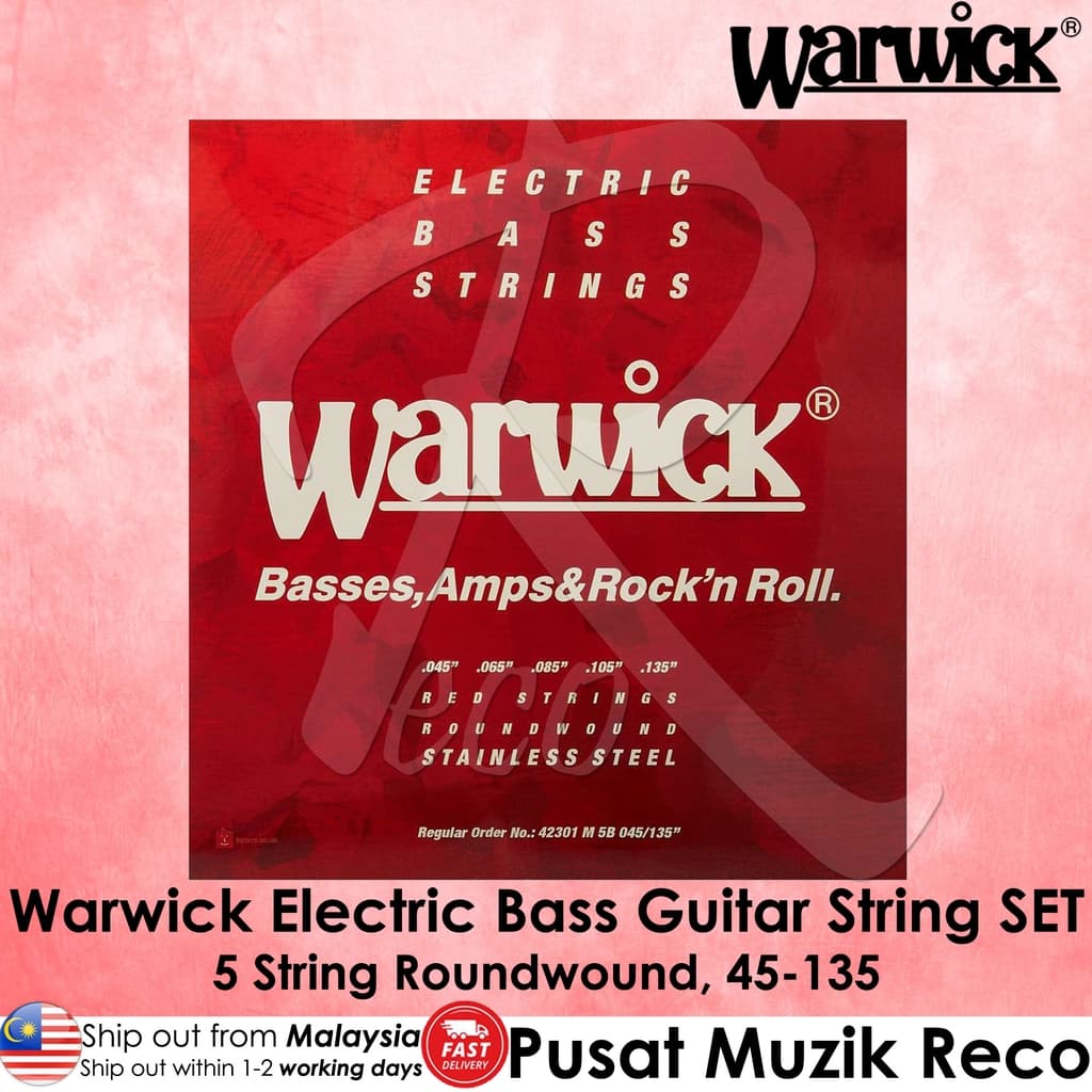 *Warwick Red Label 42301 5 String Electric Bass Guitar Strings - Reco Music Malaysia