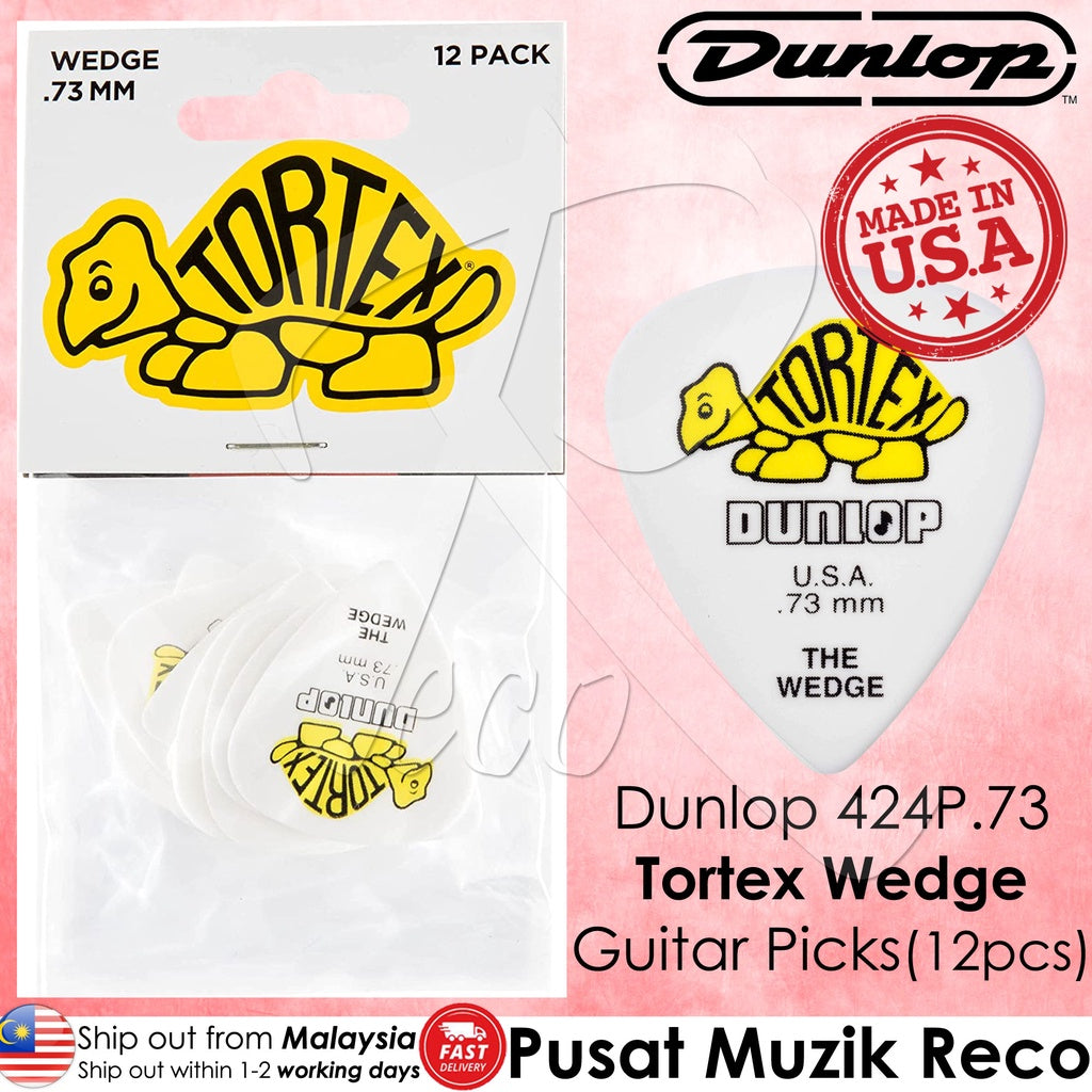 Jim Dunlop 424P.73 Tortex Wedge 0.73mm Guitar Picks Player Pack (12pcs) - Reco Music Malaysia