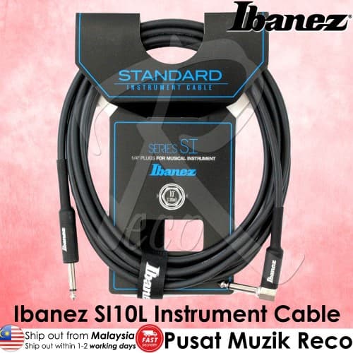 *Ibanez SI10L Shielded Guitar Cable Right Angle Jack, 10ft - Reco Music Malaysia