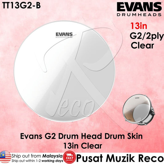 *Evans TT13G2 G2 13-inch Clear Tom Drum Head - Reco Music Malaysia