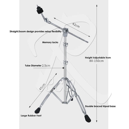 *RM RB500 Solid Double Braced Cymbal Boom Stand Straight Stand - Reco Music Malaysia