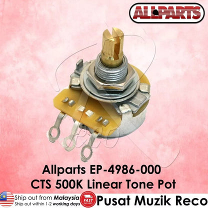 *AllParts EP-4986-000 CTS 500K Linear Split Splined Shaft Guitar Tone Potentiometer - Reco Music Malaysia