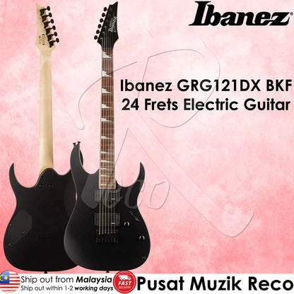 *Ibanez GRG121DX-BKF 24 Frets Electric Guitar, Black Flat - Reco Music Malaysia