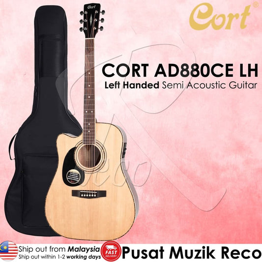 *Cort AD880CE LEFT HANDED Acoustic Guitar With Bag - Reco Music Malaysia