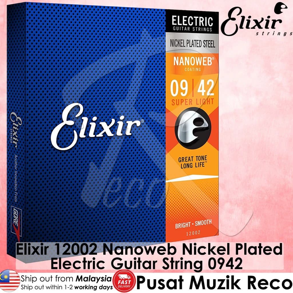 *Elixir 12002 Nanoweb Coated Electric Guitar String 0942 - Reco Music Malaysia