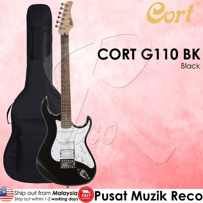 *Cort G110 BK Black 6-String Electric Guitar with Bag - Reco Music Malaysia