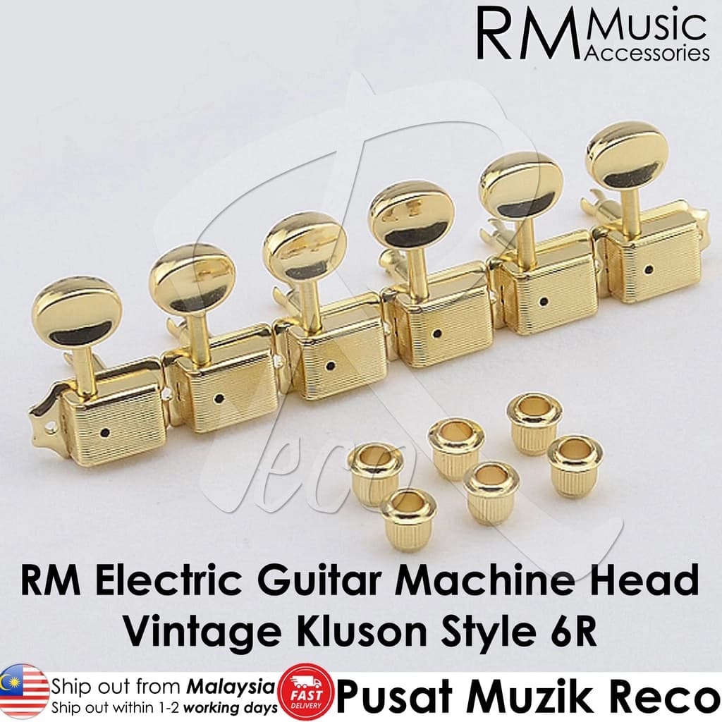 *RM Vintage Kluson Style Electric Guitar Machine Head Tuner SET 6R, Gold - Reco Music Malaysia