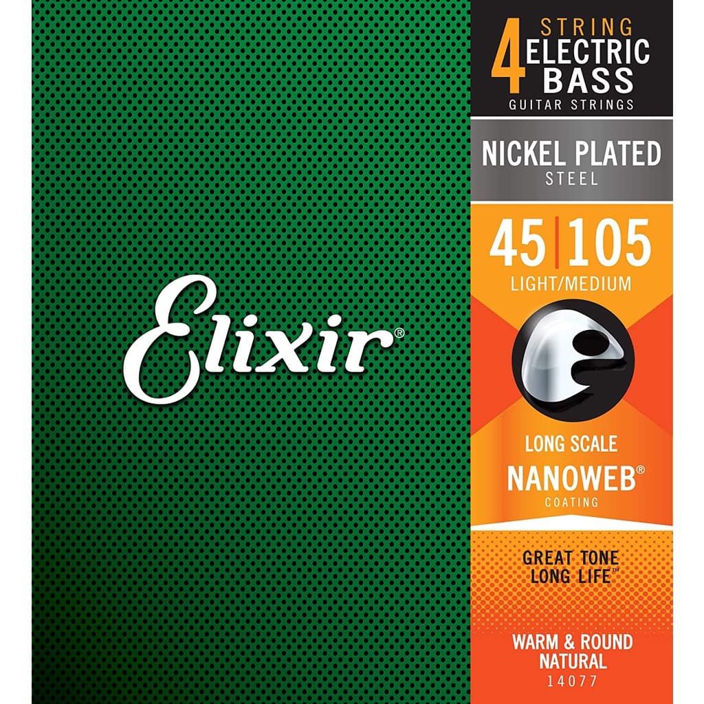 Elixir 14077 Nanoweb Medium Long Scale 4 String Electric Bass Strings 45-105 Malaysia - Reco Music Malaysia