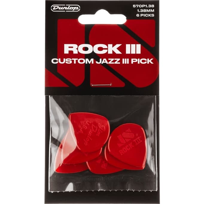 *Jim Dunlop 570P1.38 Rock III Nylon Custom Jazz III Guitar Picks - Reco Music Malaysia