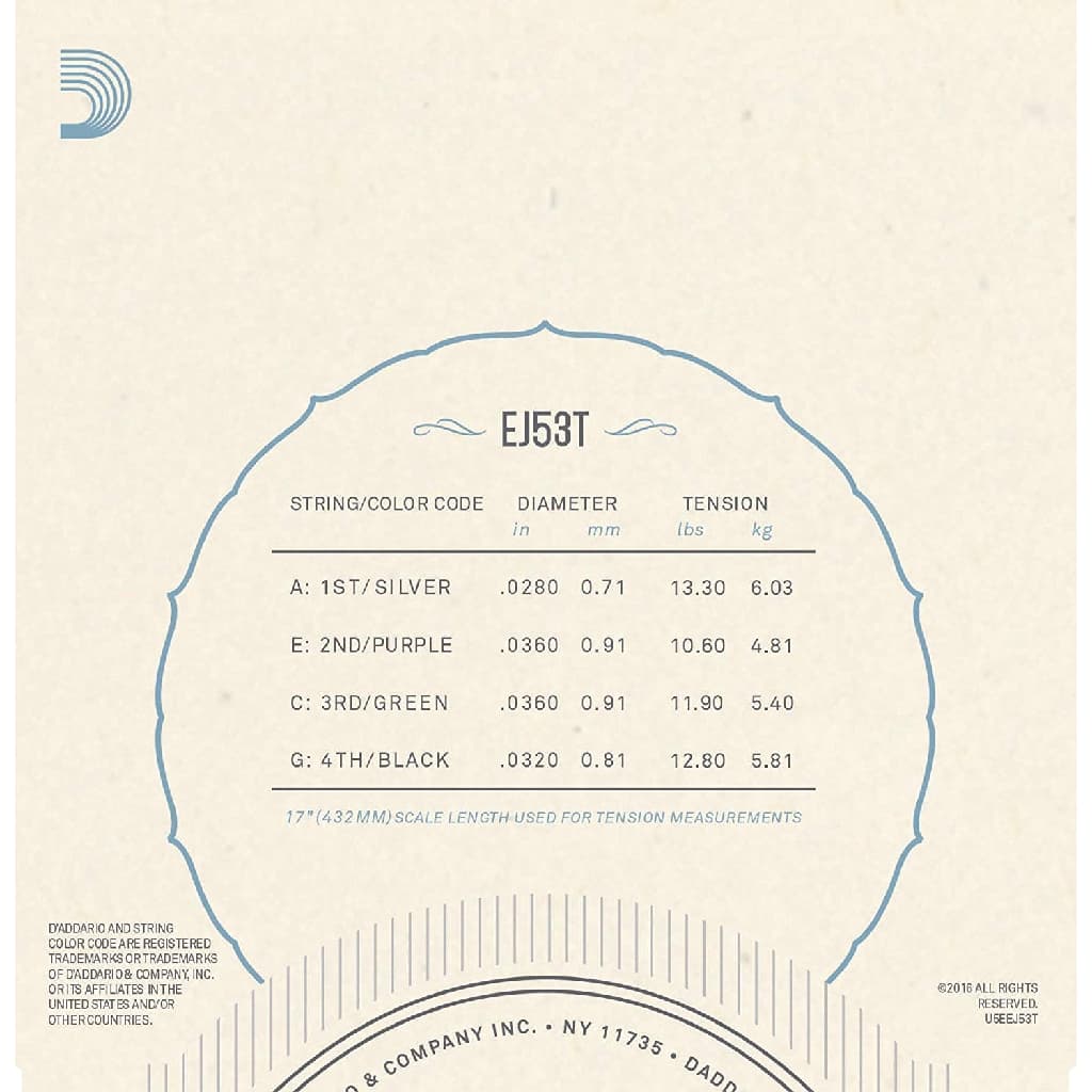 *D’Addario EJ53T Pro-Arté Rectified Tenor Ukulele Strings - Reco Music Malaysia