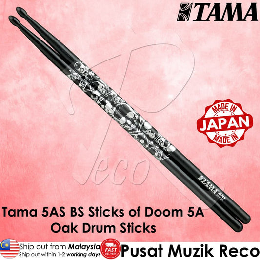 TAMA 5A-S-BS Design Series Sticks Of Doom Oak Sticks, Black/Silver Pattern - Reco Music Malaysia