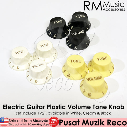 RM Electric Guitar Plastic Volume Tone Knob White - Reco Music Malaysia