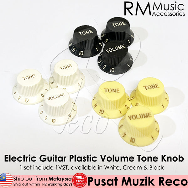 RM Electric Guitar Plastic Volume Tone Knob White - Reco Music Malaysia