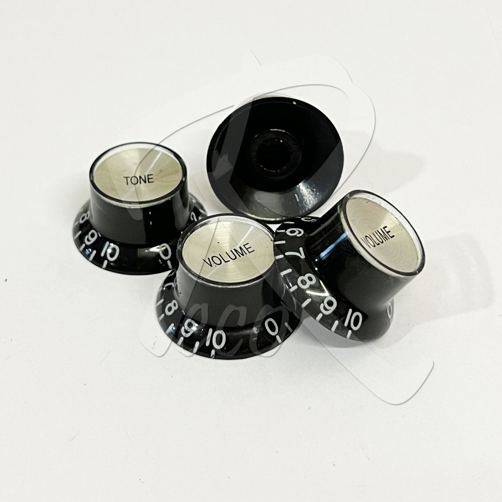 RM GF-0159-01/03 LP Electric Top Hat Knob with 18 Splines and Black Silver Color - Reco Music Malaysia