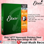 *Elixir 14777 Nanoweb Stainless Steel 5 String Electric Bass Strings (045-130) - Reco Music Malaysia