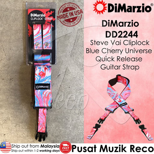 Dimarzio DD2244 Steve Vai Cliplock Guitar Strap, Blue Cherry Universe - Reco Music Malaysia