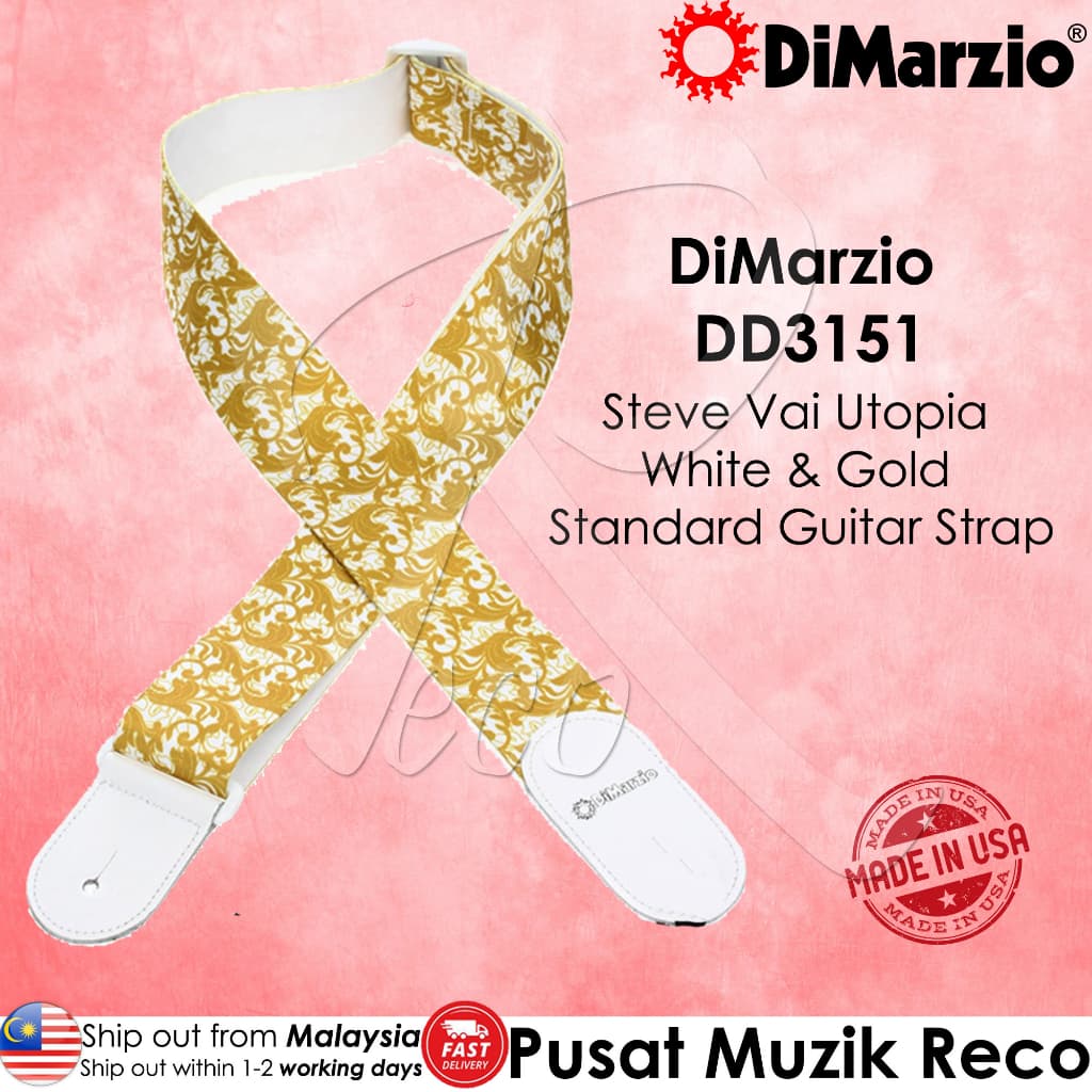 *DiMarzio DD3151 2'' Steve Vai Utopia ClipLock Strap, White Gold - Reco Music Malaysia