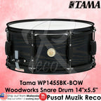 Tama WP1455BK BOW Woodworks 14"x5.5" Snare Drum, Black Oak Wrap - Reco Music Malaysia
