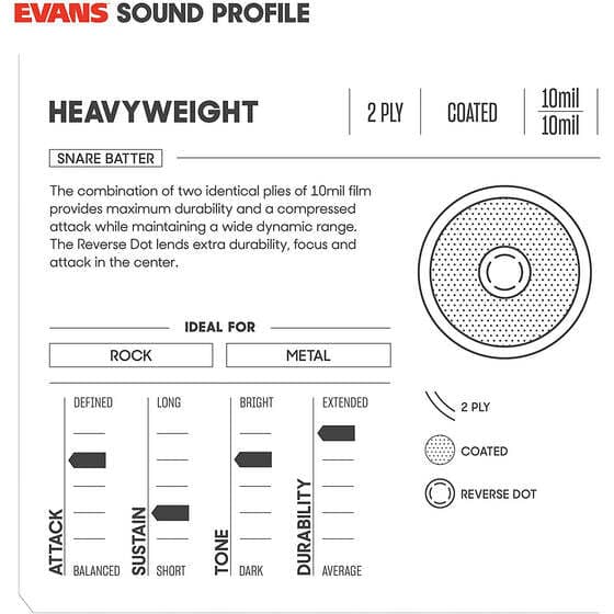 *Evans B14HW Heavyweight COATED 14" Snare Batter Drumhead - Reco Music Malaysia