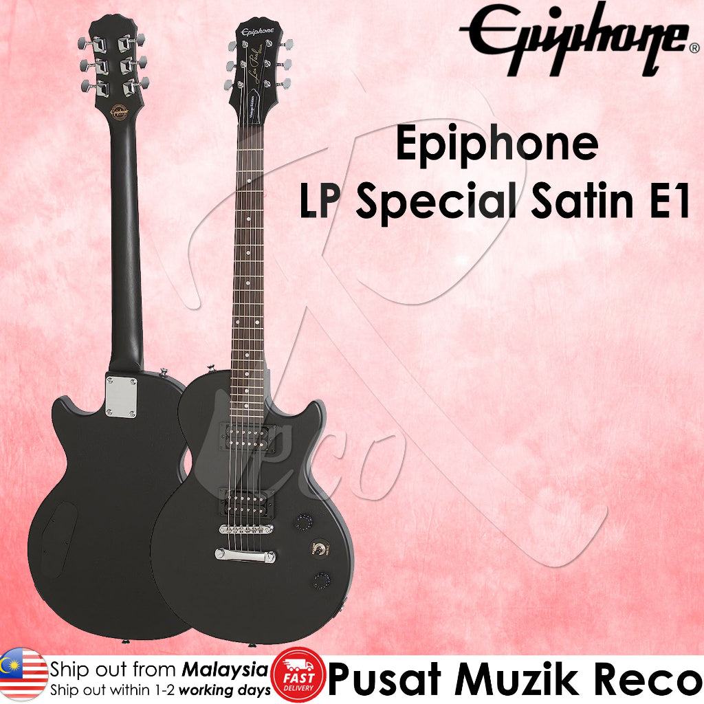 Epiphone Les Paul Special Satin E1 Electric Guitar, Vintage Worn Ebony(ELPVVECH) - Reco Music Malaysia