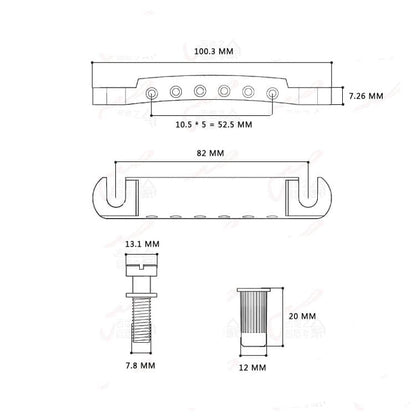 *RM Gold Electric Guitar Epiphone Tune-o-matic Bridge and Tailpiece Set Stopbar Set - Reco Music Malaysia