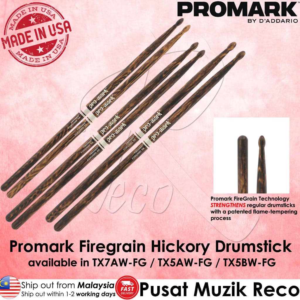 *Promark TX7AW-FG Classic Forward 7A FireGrain Hickory Drumstick - Reco Music Malaysia