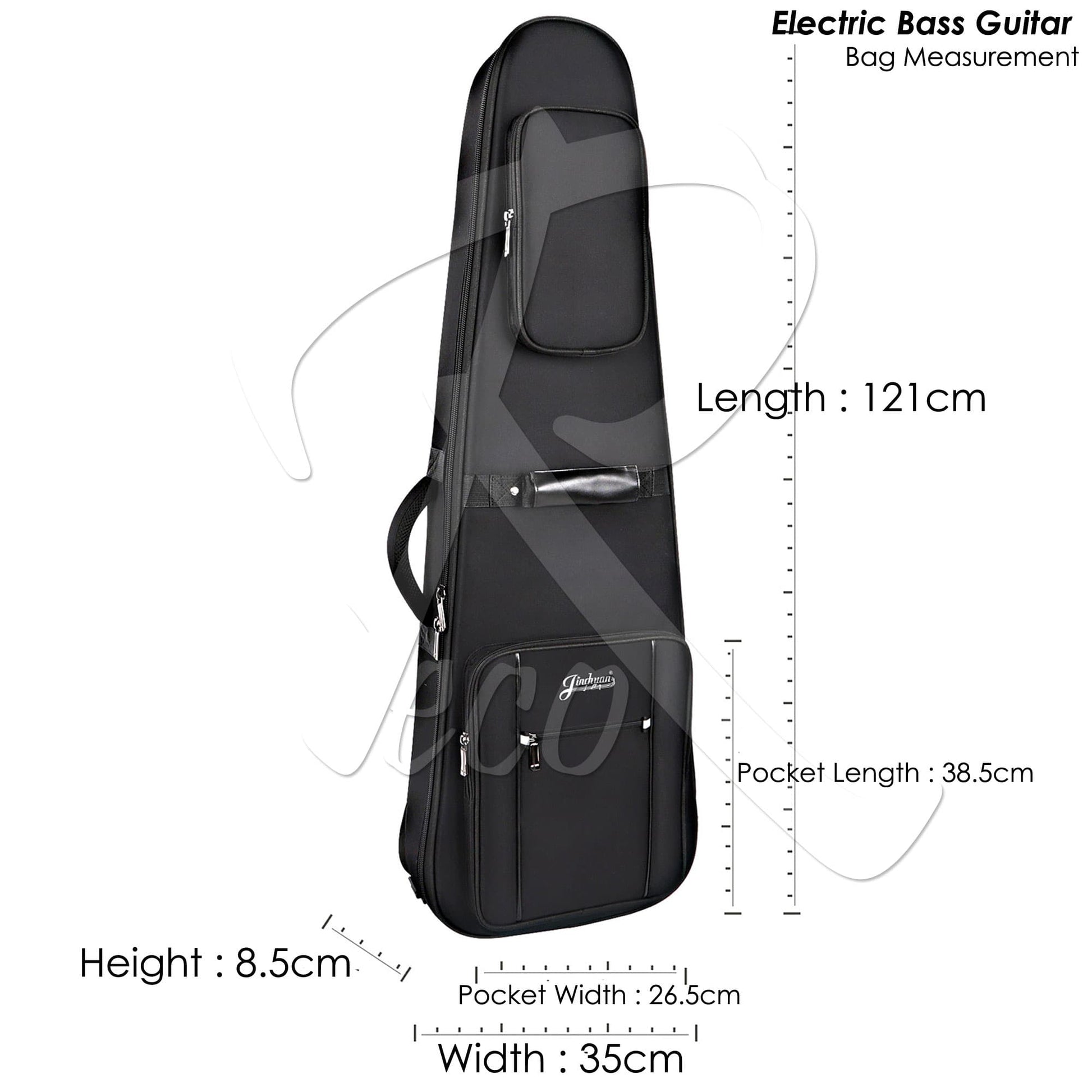 *RM RBB300-JC-B2213 20mm Thick Padded Electric BASS Guitar Bag - Reco Music Malaysia