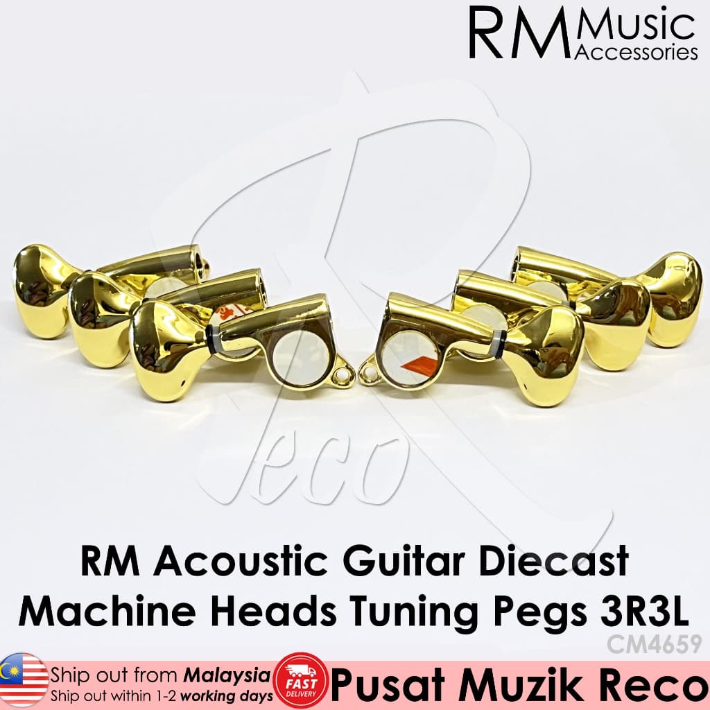 RM Acoustic Electric Guitar Machine Head SET Tuning Peg Tuner 3R3L GOLD - Reco Music Malaysia