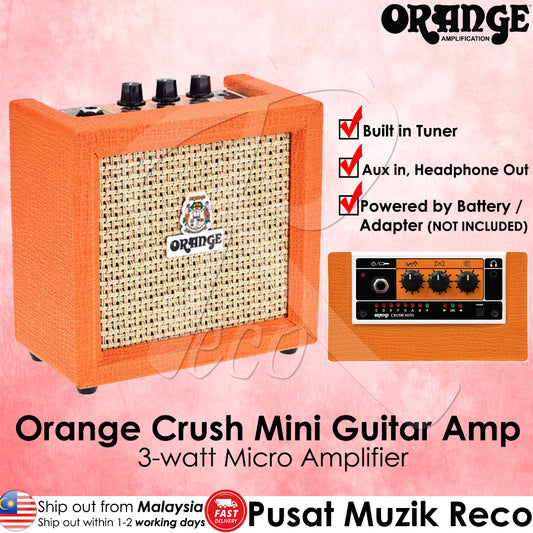 Orange Amplification Crush Mini 3-Watt Battery Powered Guitar Combo Amplifier - Reco Music Malaysia