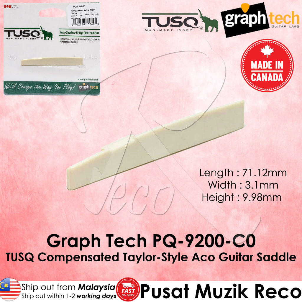 Graph Tech PQ-9200-C0 TUSQ Compensated Taylor-Style Acoustic Guitar Saddle - Reco Music Malaysia